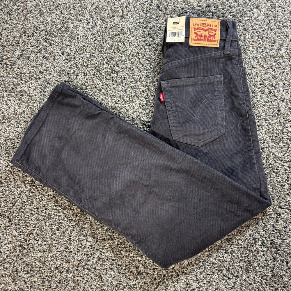 Levi's Ribcage Straight Ankle Corduroy 26x27 Pants Gray Super High Rise NWT